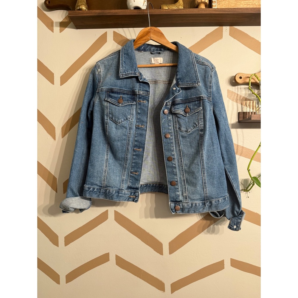 Loft Outlet Denim Jacket Womens Medium Blue Medium Wash Stretch Button Front